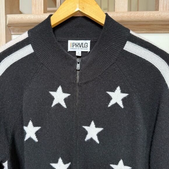 PRVLDG Threads of Privilege Full Zip Cashmere Star Print Cardigan Jacket XL - Picture 9 of 15